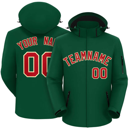Custom Green Red-Khaki Classic Style Waterproof Jacket