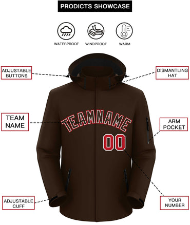 Custom Brown Brown-Red Classic Style Waterproof Jacket