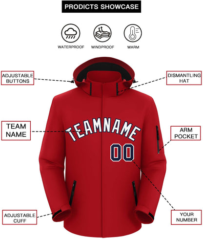 Custom Red White-Navy Classic Style Waterproof Jacket