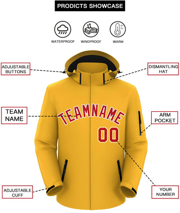 Custom Gold Red-White Classic Style Waterproof Jacket