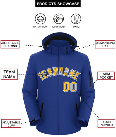 Custom Royal Gold-White Classic Style Waterproof Jacket