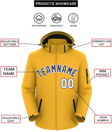 Custom Gold Royal-White Classic Style Waterproof Jacket