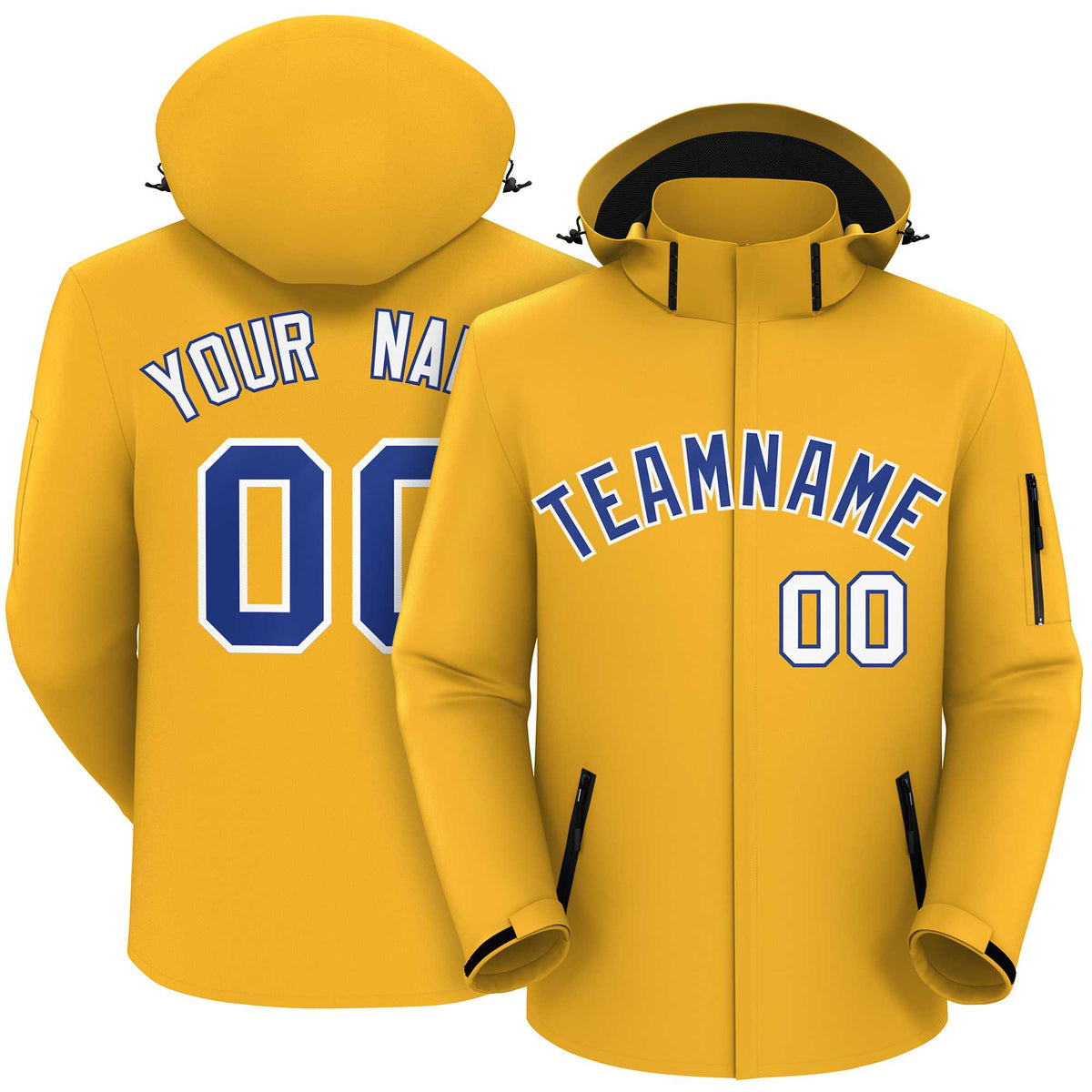 Custom Gold Royal-White Classic Style Waterproof Jacket