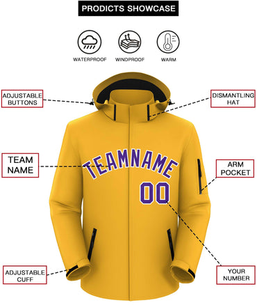 Custom Gold Purple-White Classic Style Waterproof Jacket
