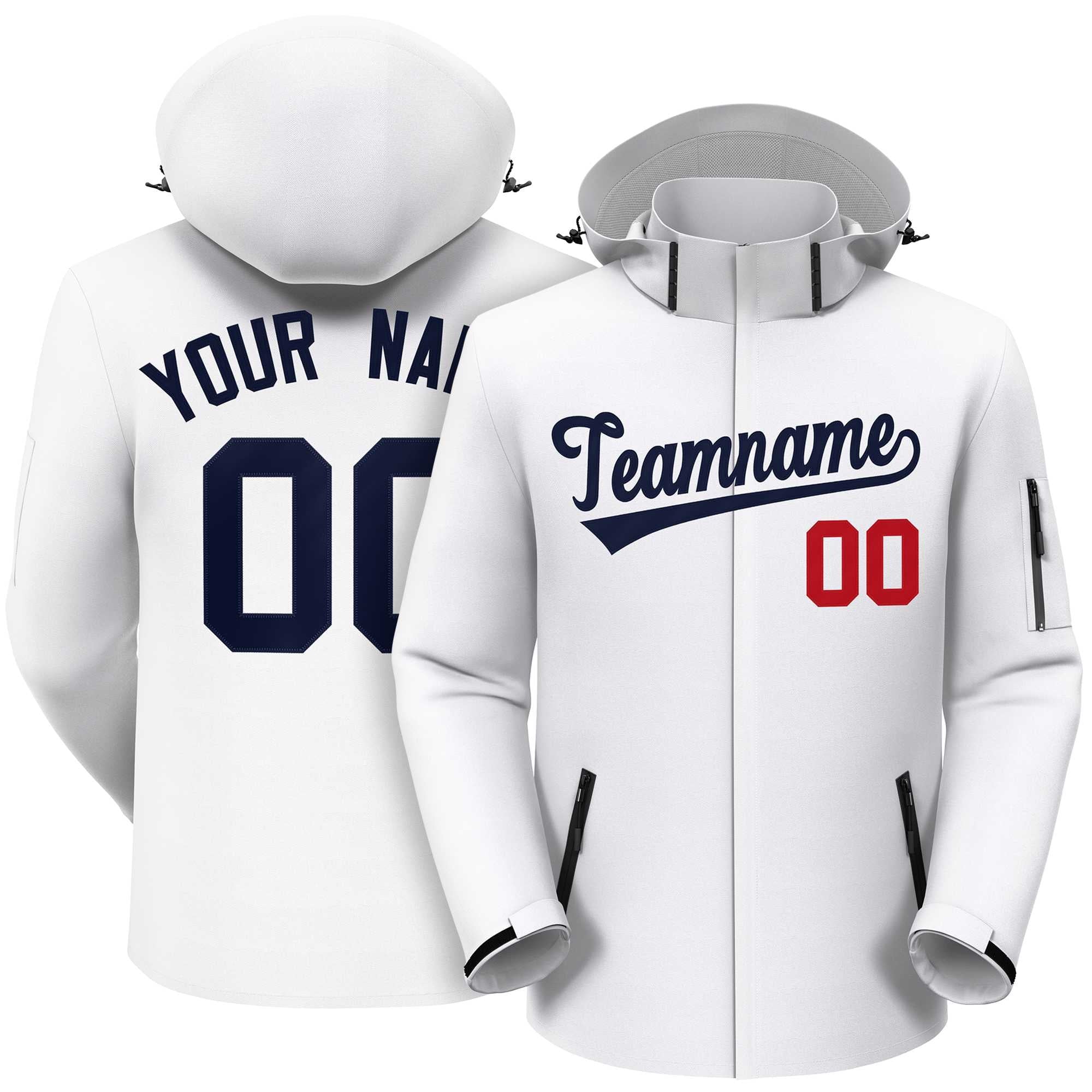Custom White Navy Classic Style Waterproof Jacket