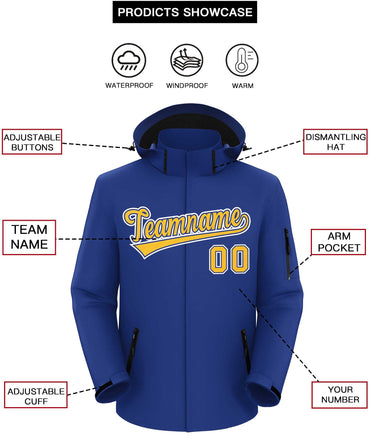 Custom Royal Gold-White Classic Style Waterproof Jacket