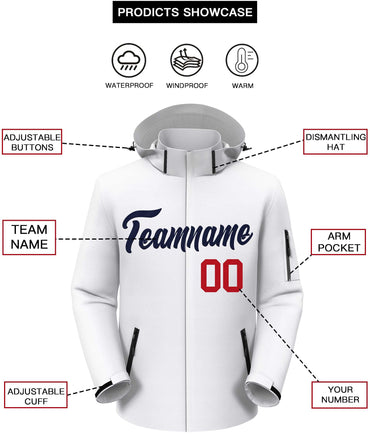 Custom White Navy Classic Style Waterproof Jacket