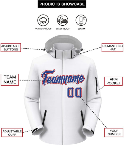 Custom White Royal-Red Classic Style Waterproof Jacket