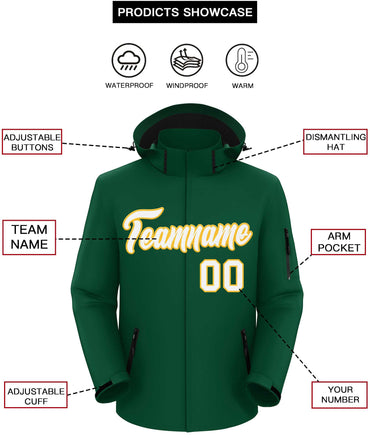 Custom Green White-Gold Classic Style Waterproof Jacket