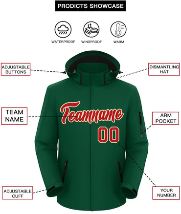 Custom Green Red-Khaki Classic Style Waterproof Jacket