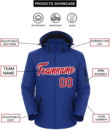 Custom Royal Red-White Classic Style Waterproof Jacket