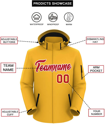 Custom Gold Red-White Classic Style Waterproof Jacket
