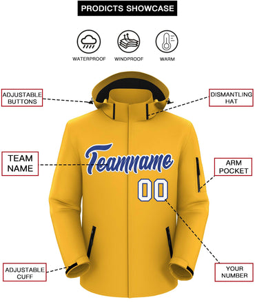 Custom Gold Royal-White Classic Style Waterproof Jacket