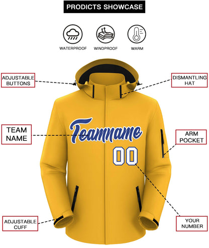 Custom Gold Royal-White Classic Style Waterproof Jacket