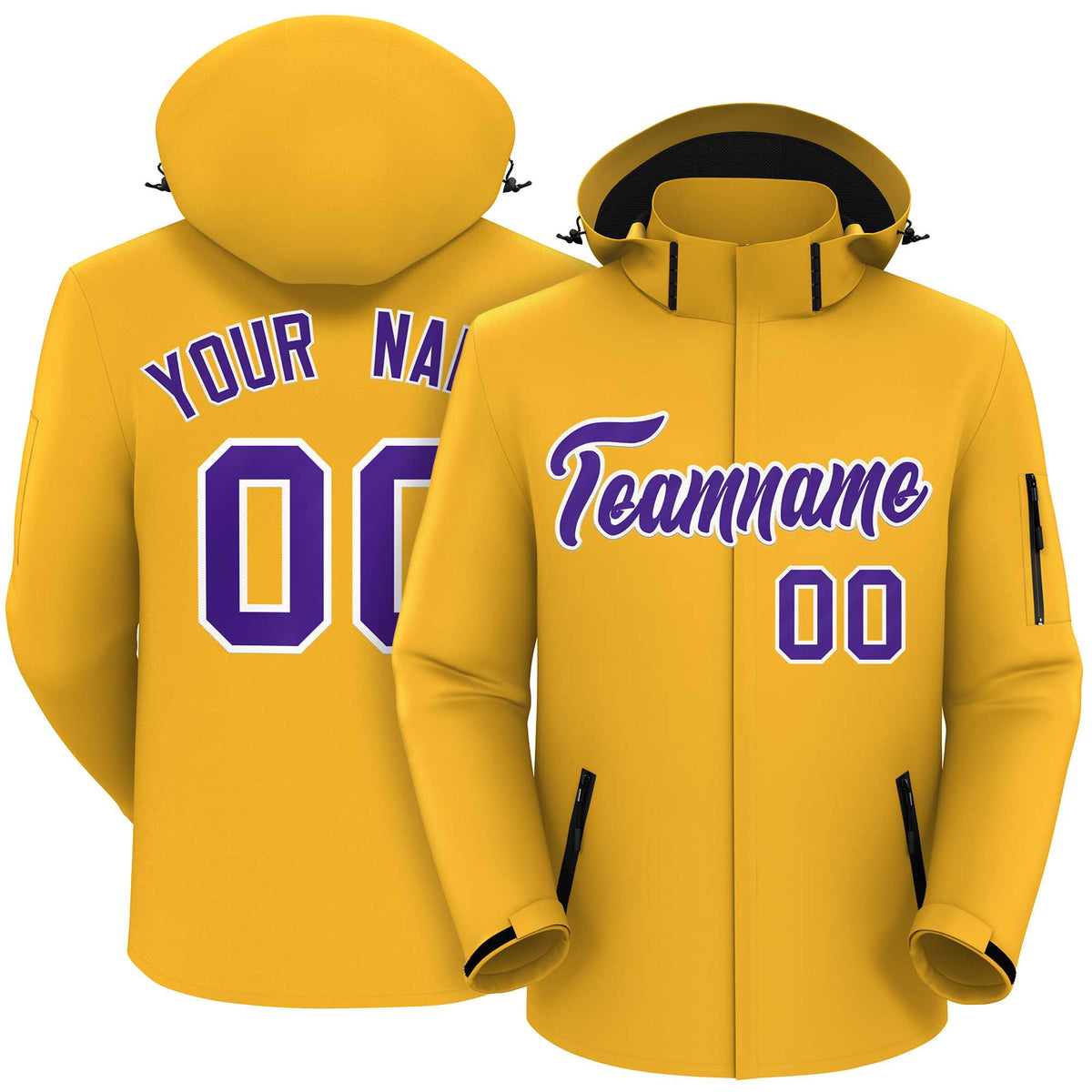 Custom Gold Purple-White Classic Style Waterproof Jacket