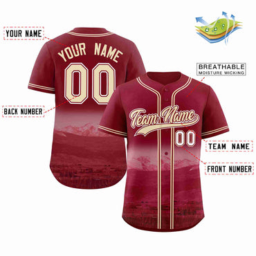 Custom Crimson Khaki-Crimson Denver City Connect Baseball Jersey