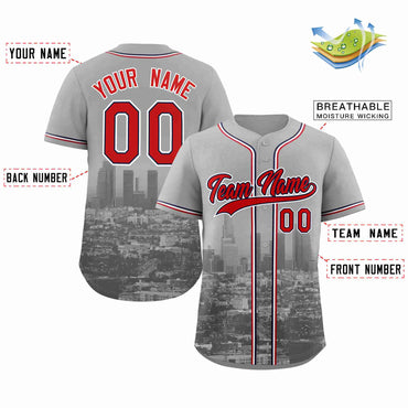 Custom Gray Red-Navy Los Angeles City Connect Baseball Jersey