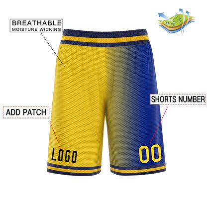 Custom Yellow Blue Athletic Gradient Fashion Basketball Shorts