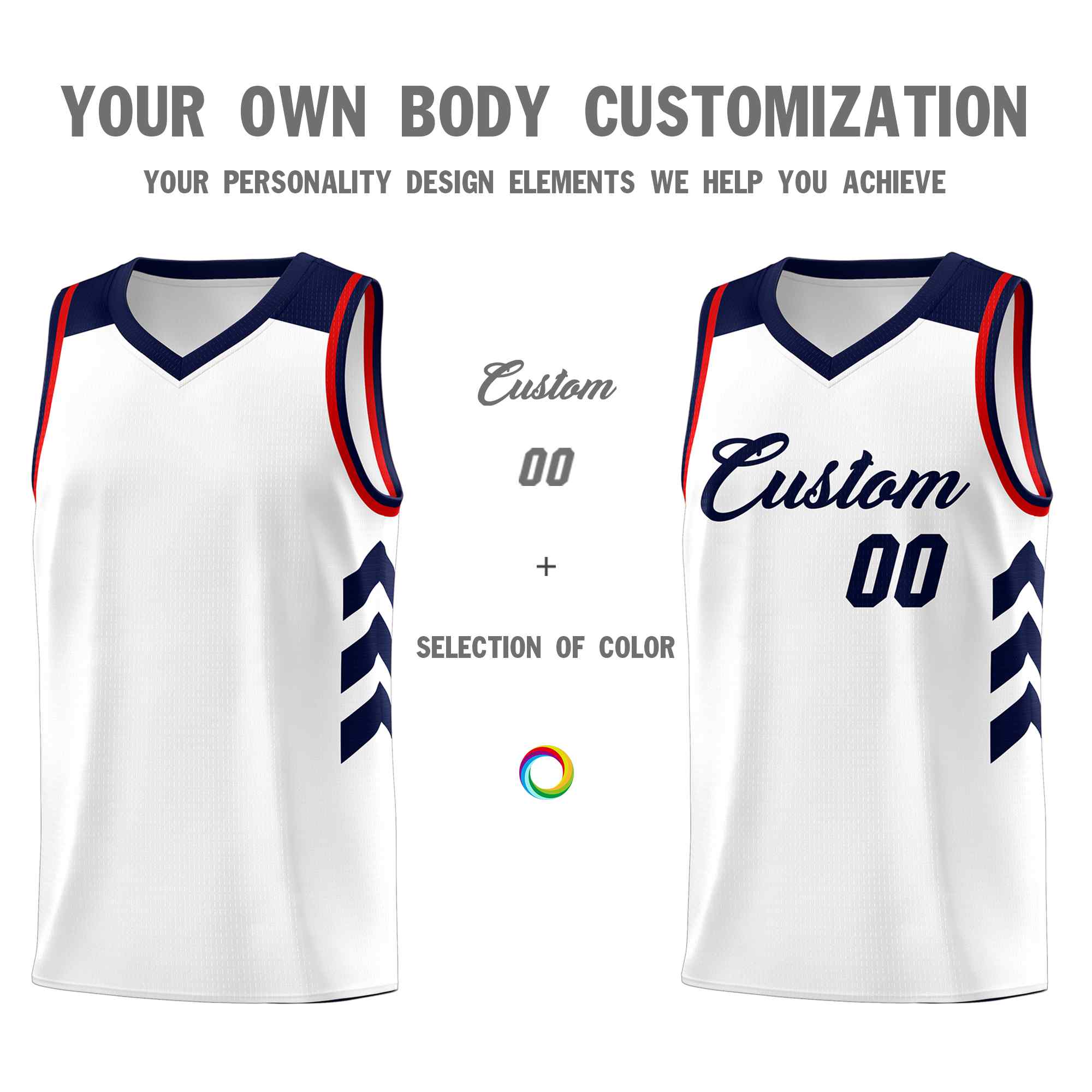 Custom White Navy Classic Sets Sports Uniform Basketball Jersey