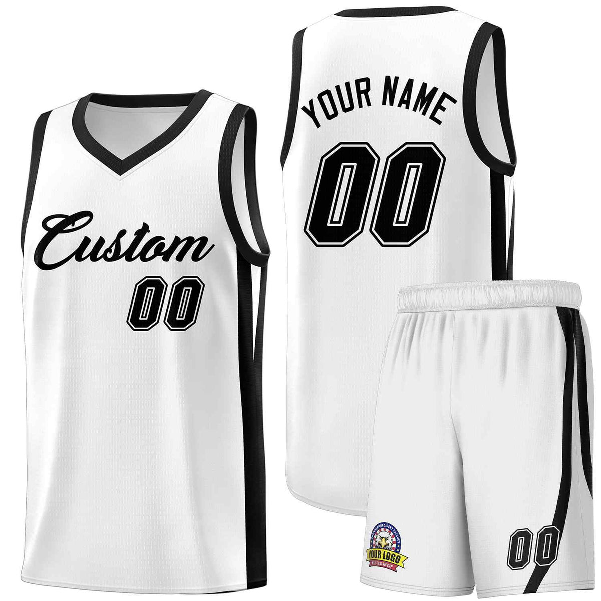 Custom White Black Classic Sets Sports Uniform Basketball Jersey