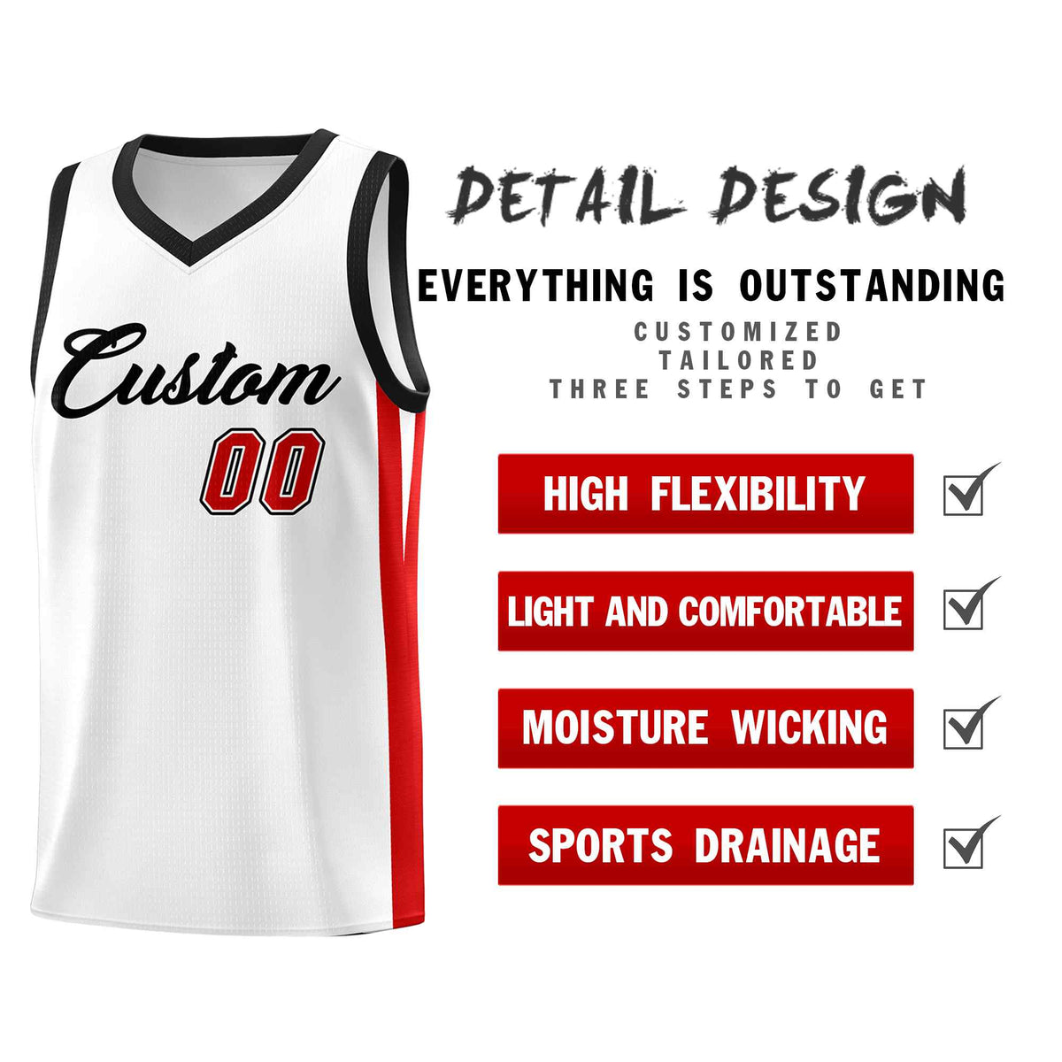 Custom White Black Classic Sets Sports Uniform Basketball Jersey
