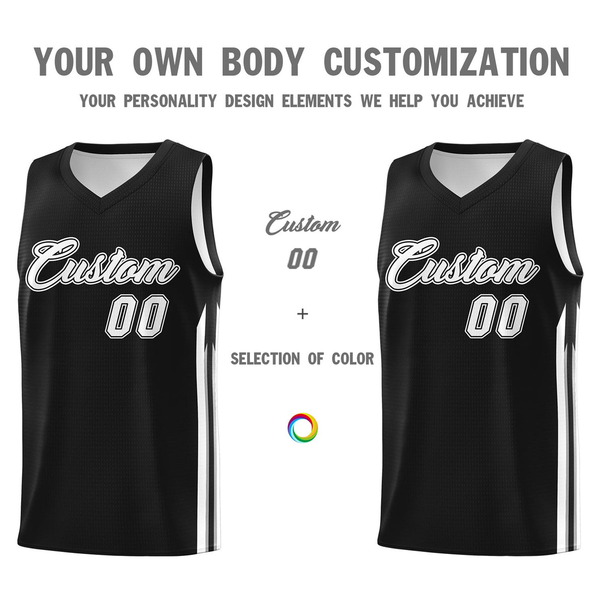 Custom Black White Classic Tops Sport Game Basketball Jersey
