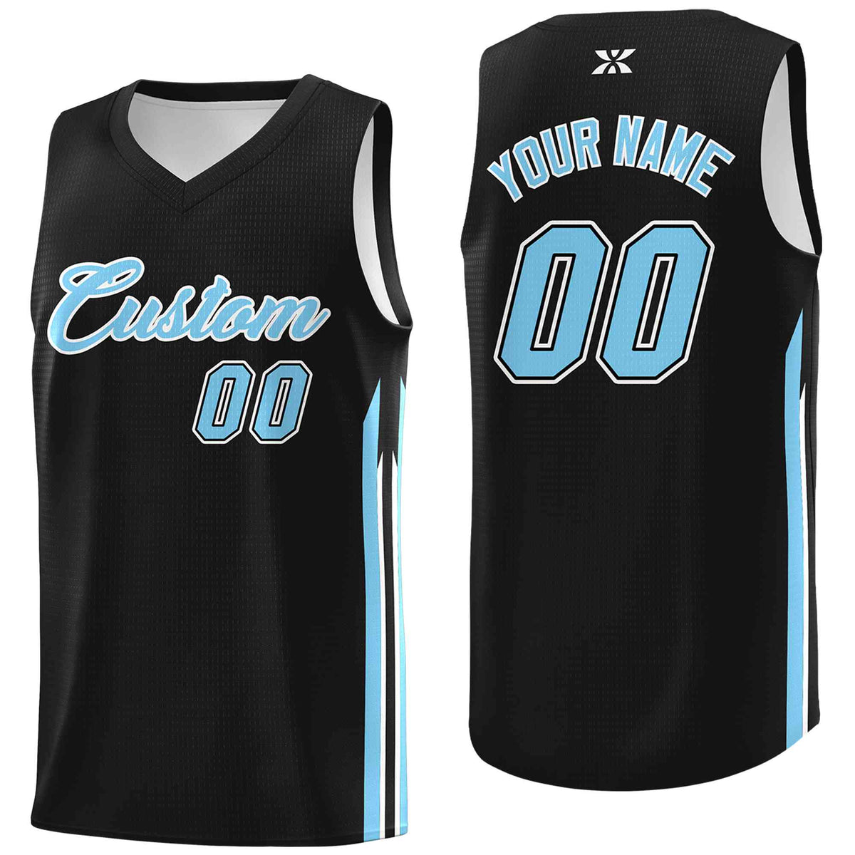 Custom Black Light Blue-Classic Tops Mesh Sport Basketball Jersey