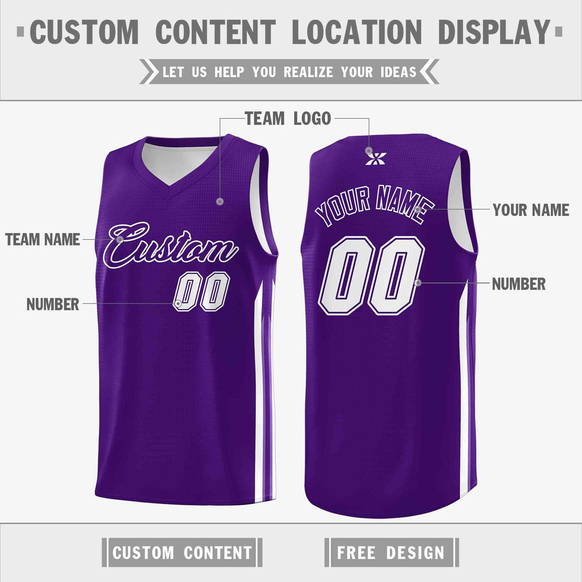 Custom Purple White-Classic Tops Mesh Sport Basketball Jersey