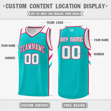 Custom Aqua White-Red Classic Tops Style Mesh Sport Basketball Jersey