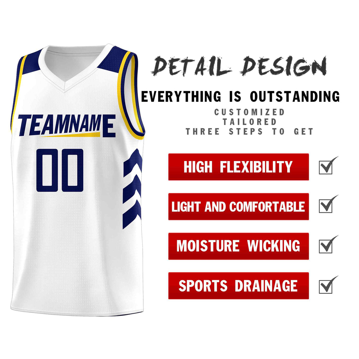 Custom White Navy Classic Sets Sports Uniform Basketball Jersey