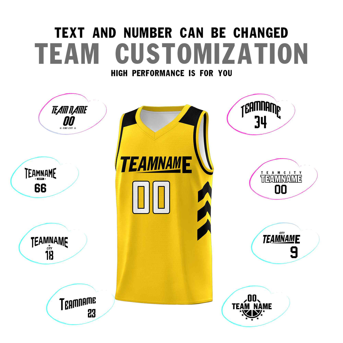 Custom Yellow Black Classic Sets Sports Uniform Basketball Jersey