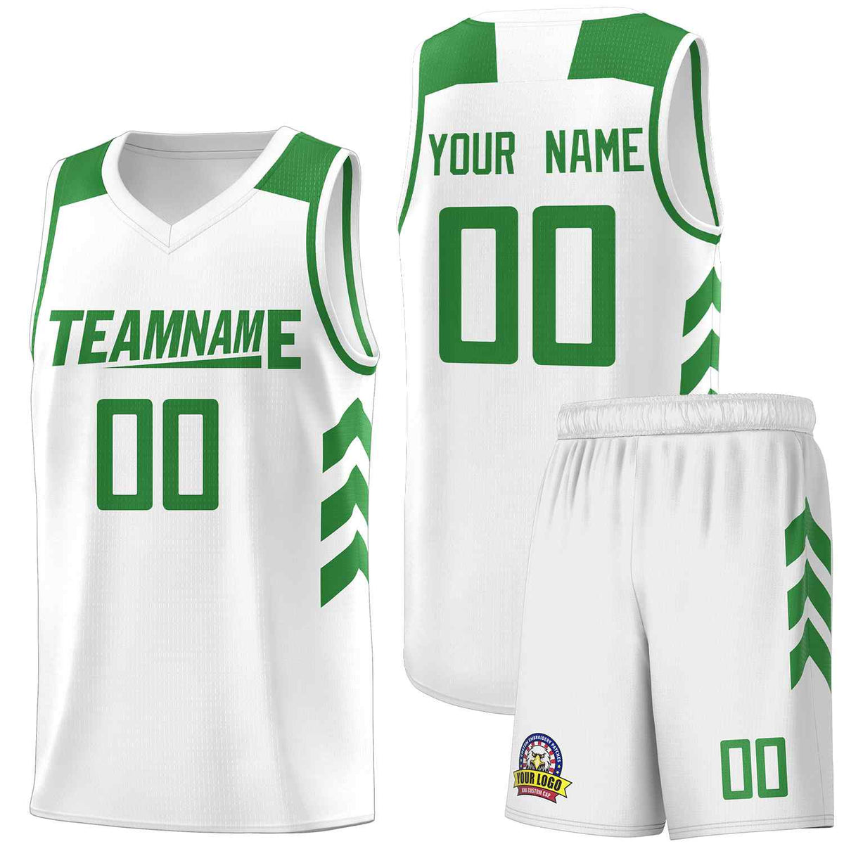Custom White Green Classic Sets Sports Uniform Basketball Jersey