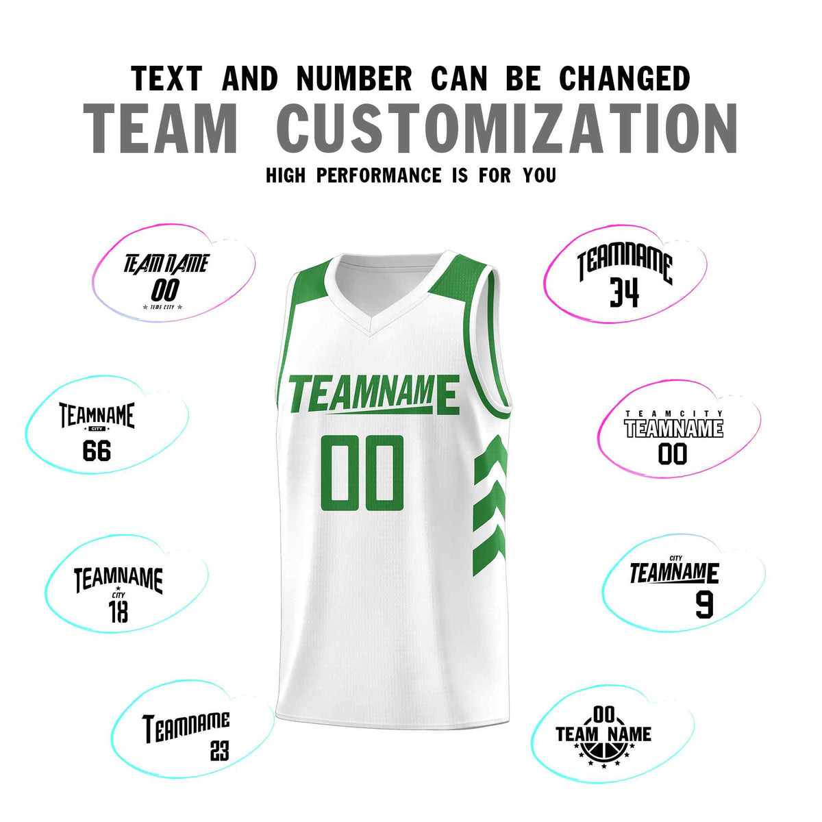 Custom White Green Classic Sets Sports Uniform Basketball Jersey