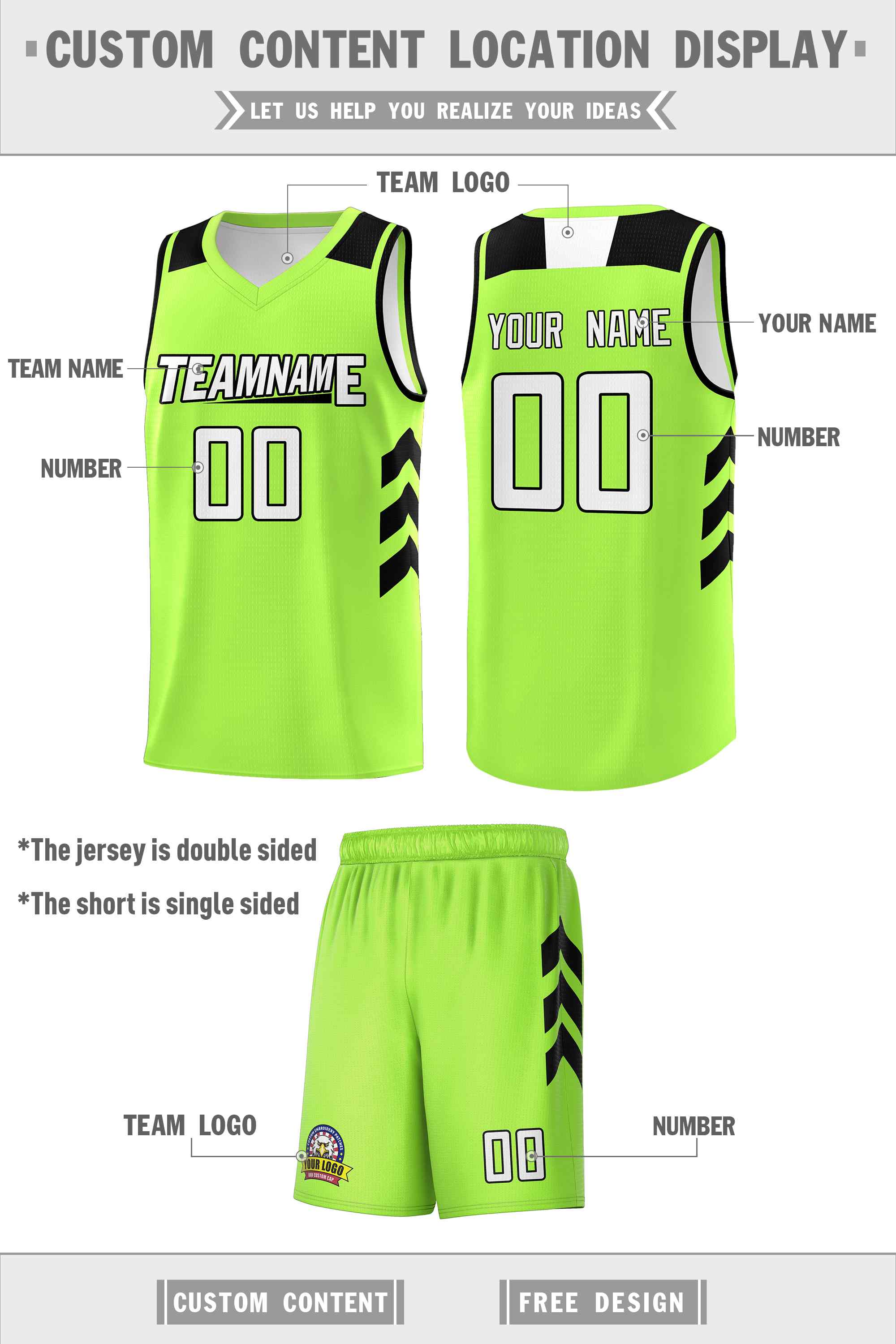 Custom Neon Green White-Black Classic Sets Sports Uniform Basketball Jersey