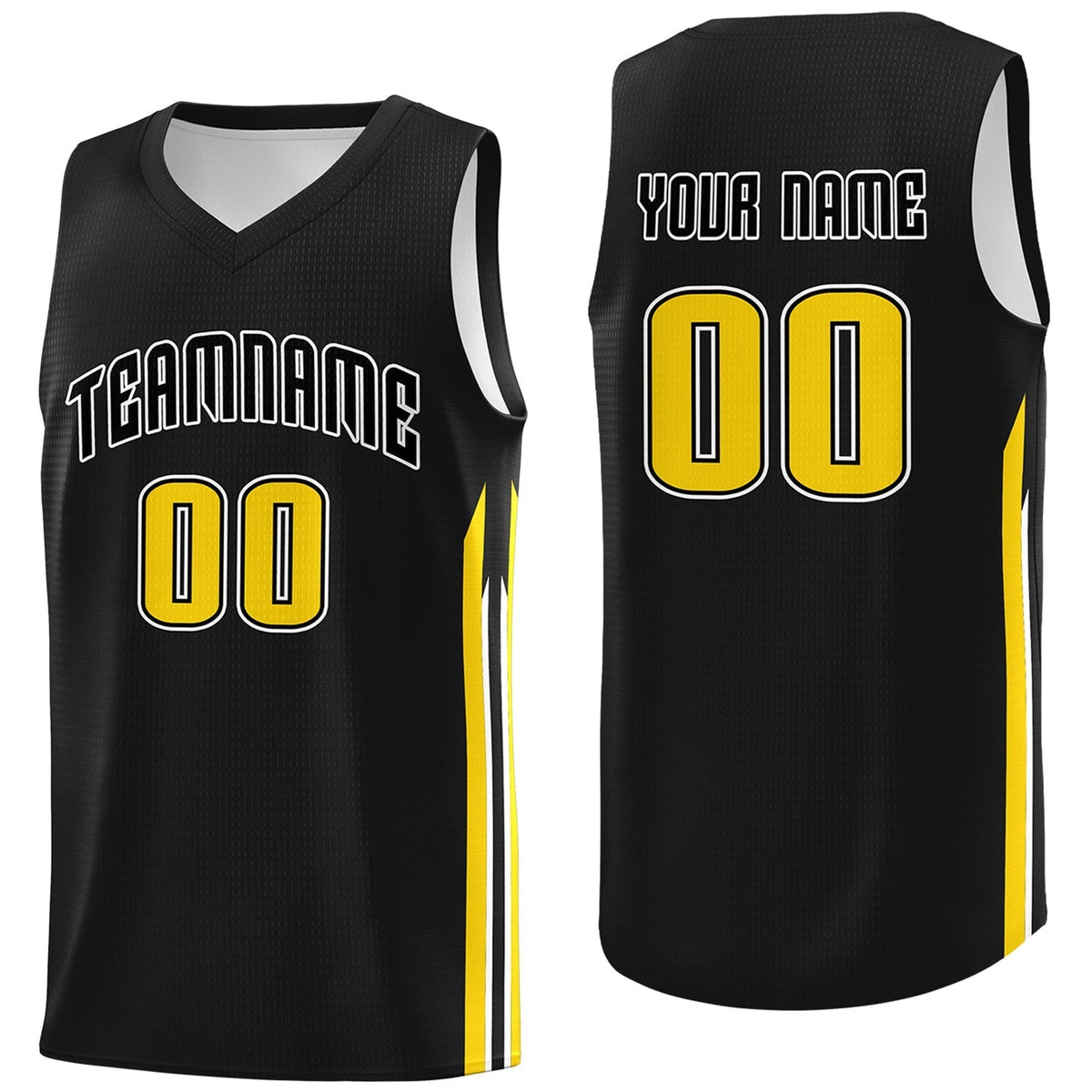 Custom  Black Yellow Classic Tops Sport Game Basketball Jersey