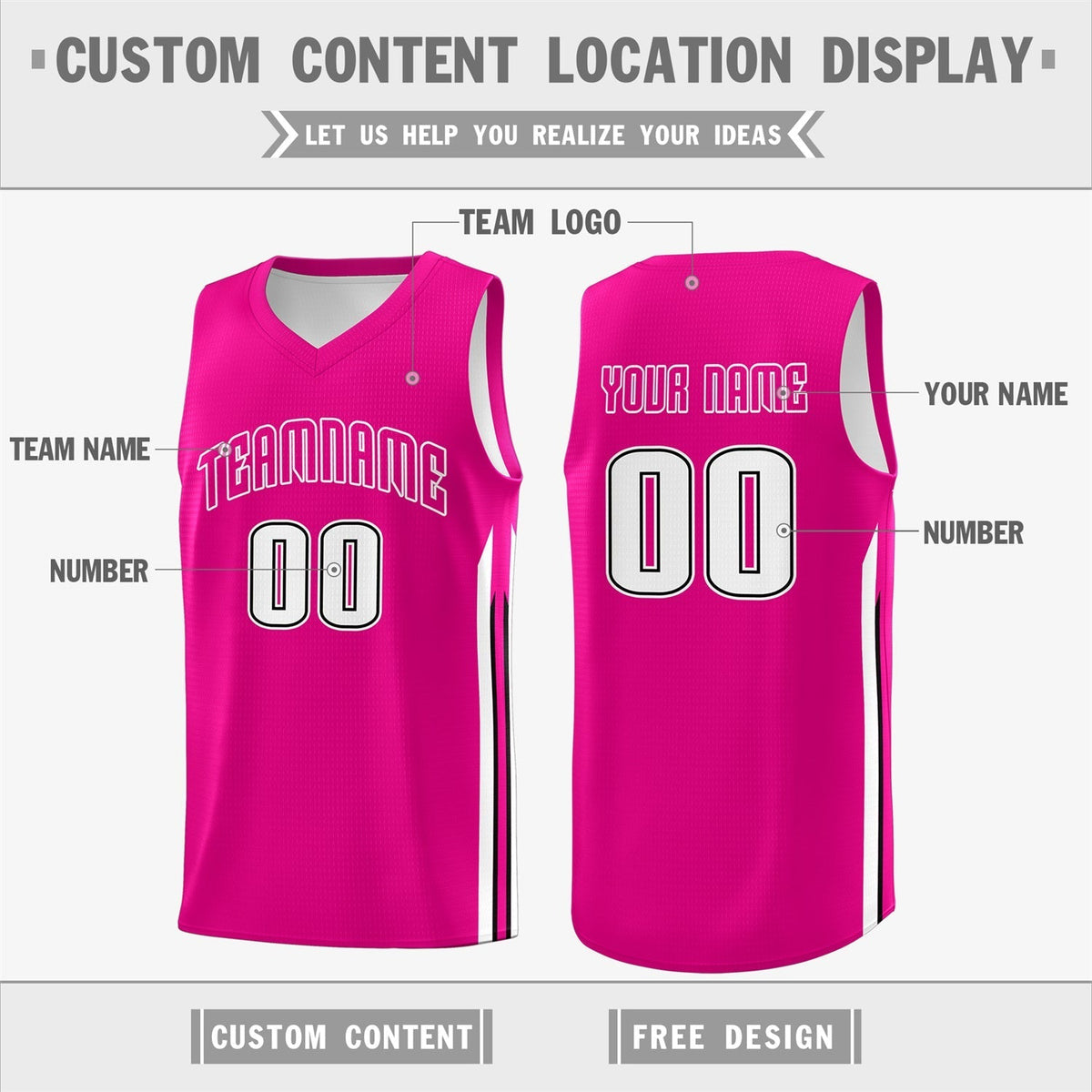 Custom Basketball Jersey Pink Classic Tops Men/Boy Athletic Basketball Jersey