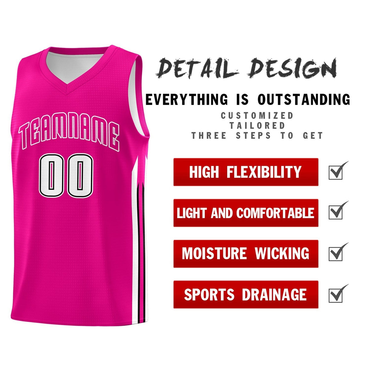 Custom Basketball Jersey Pink Classic Tops Men/Boy Athletic Basketball Jersey