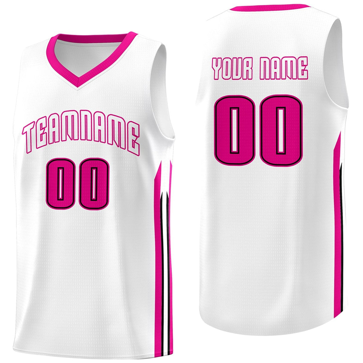 Custom White Pink Classic Tops Athletic Casual Basketball Jersey