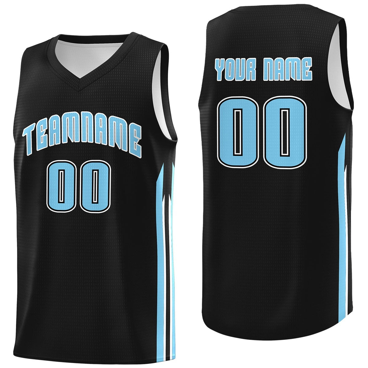 Custom Black Lt Blue Classic Tops Sport Game Basketball Jersey