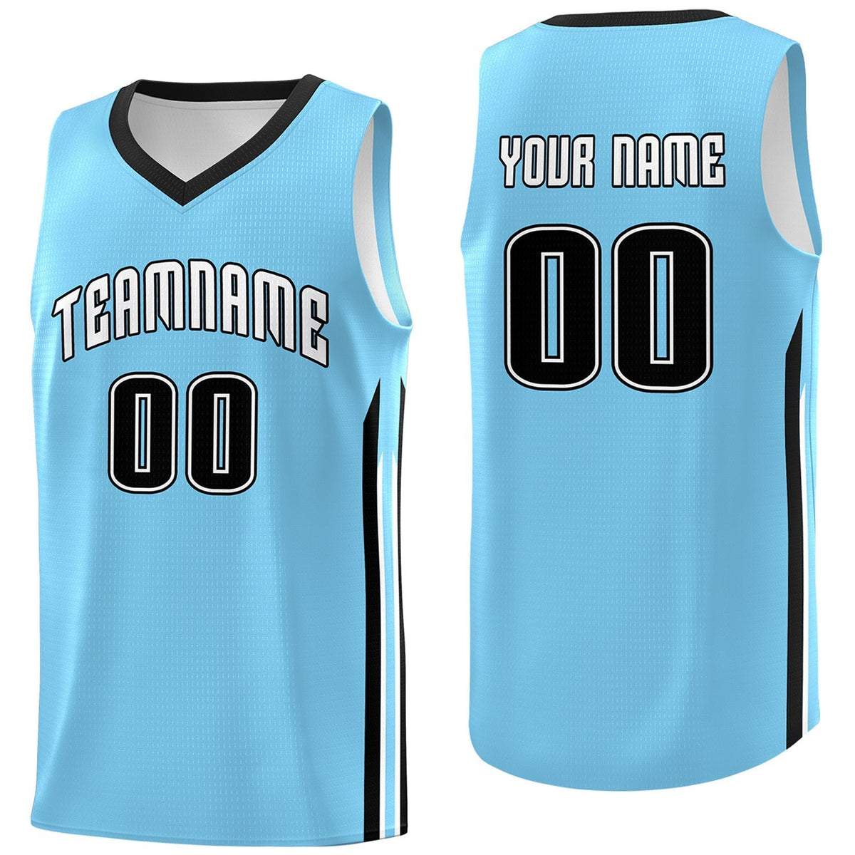 Custom Light Blue White-Black Classic Tops Fashion Basketball Jersey