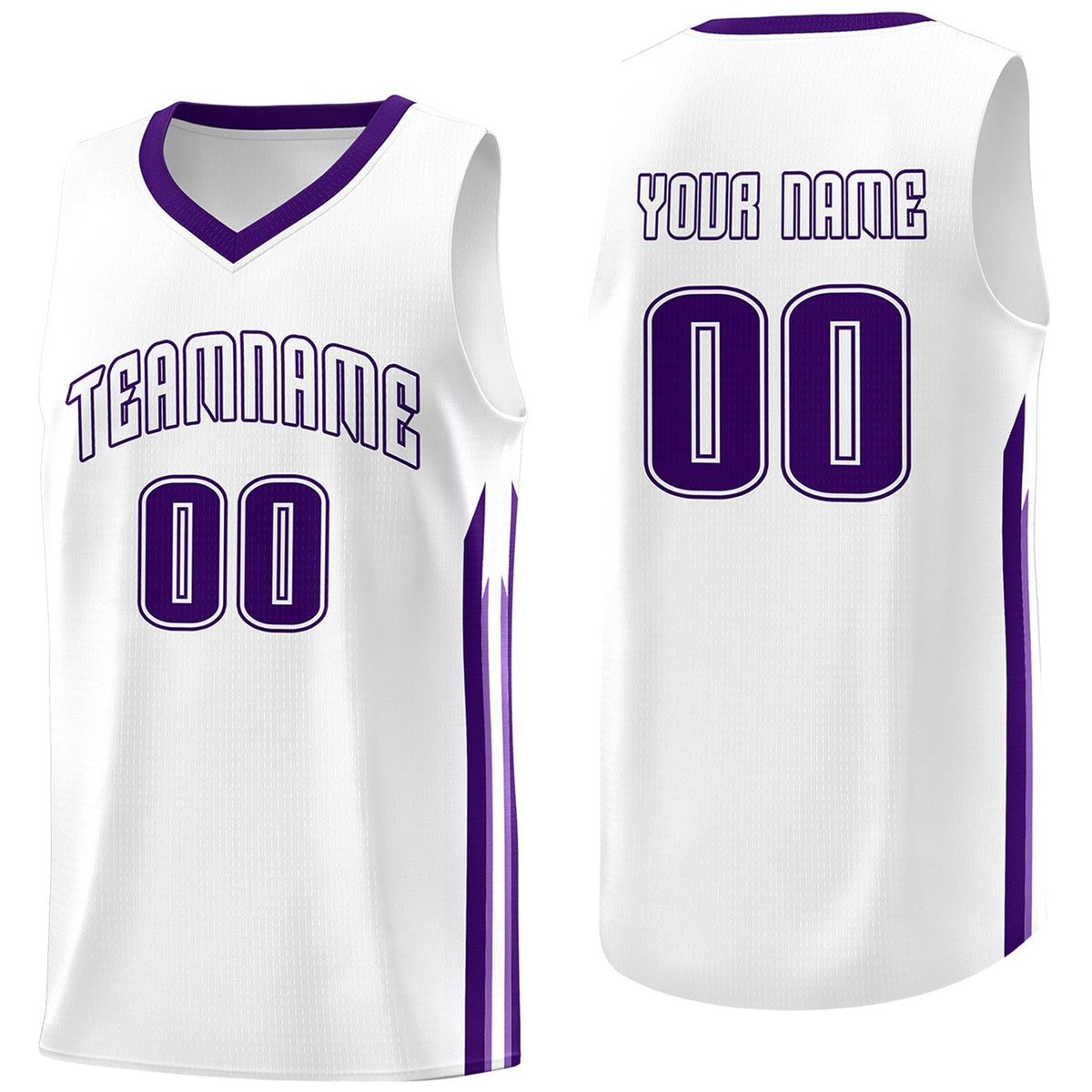 Custom White Purple Classic Tops Athletic Casual Basketball Jersey