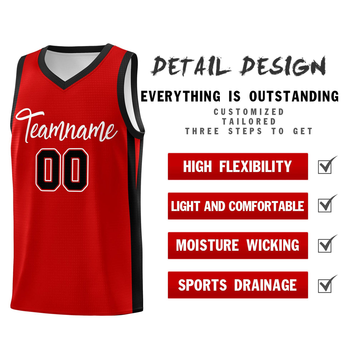 Custom Red Black Classic Tops Basketball Jersey