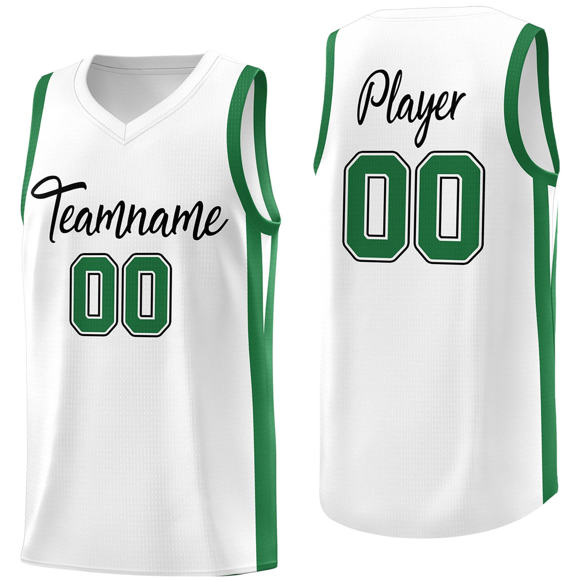 Custom White Green Classic Tops Basketball Jersey