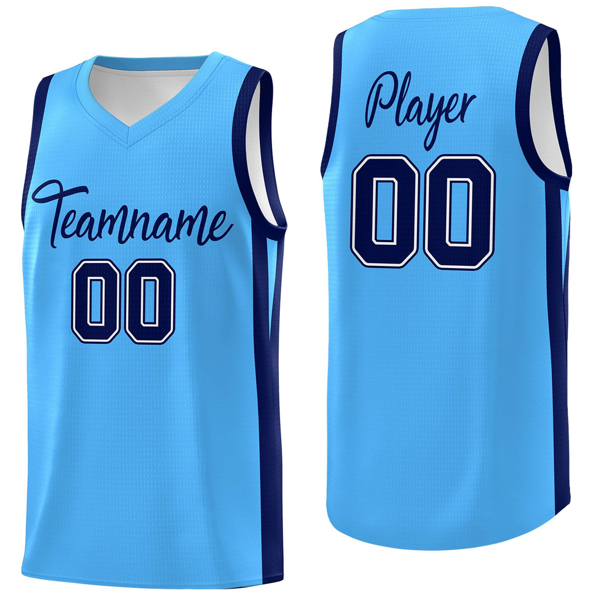 Custom Powder Blue Black Classic Tops Basketball Jersey