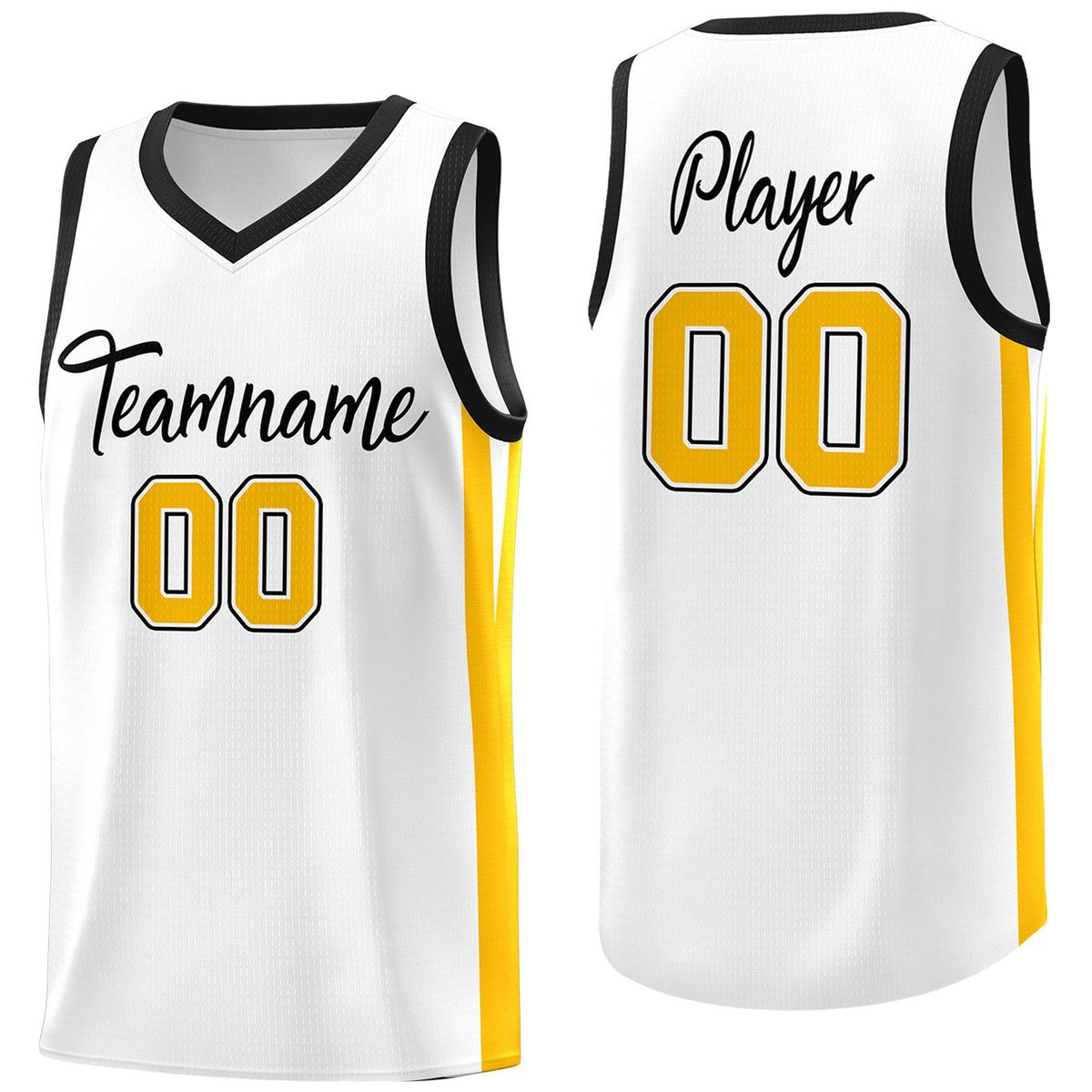 Custom White Yellow Classic Tops Basketball Jersey
