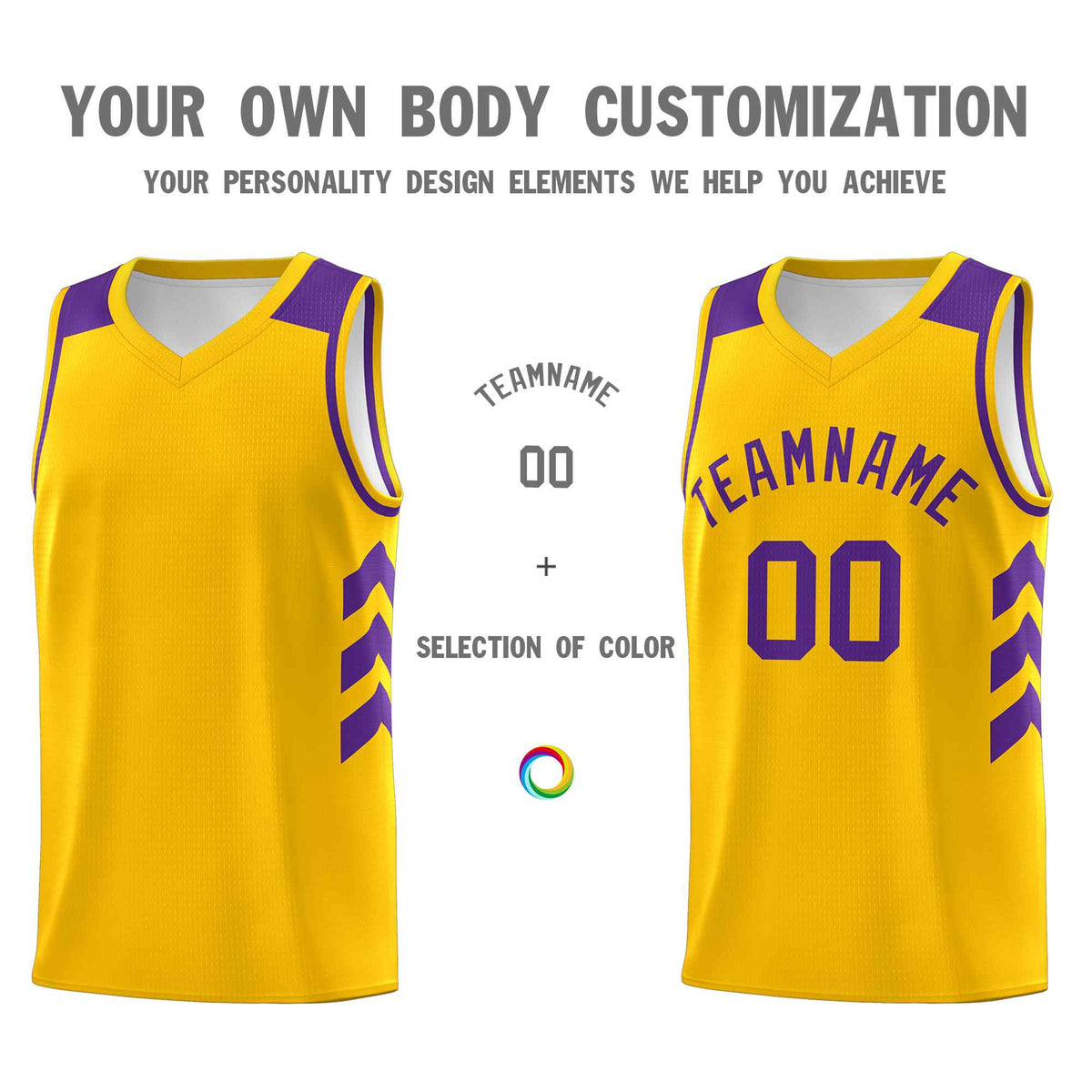 Custom Yellow Purple Classic Sets Sports Uniform Basketball Jersey