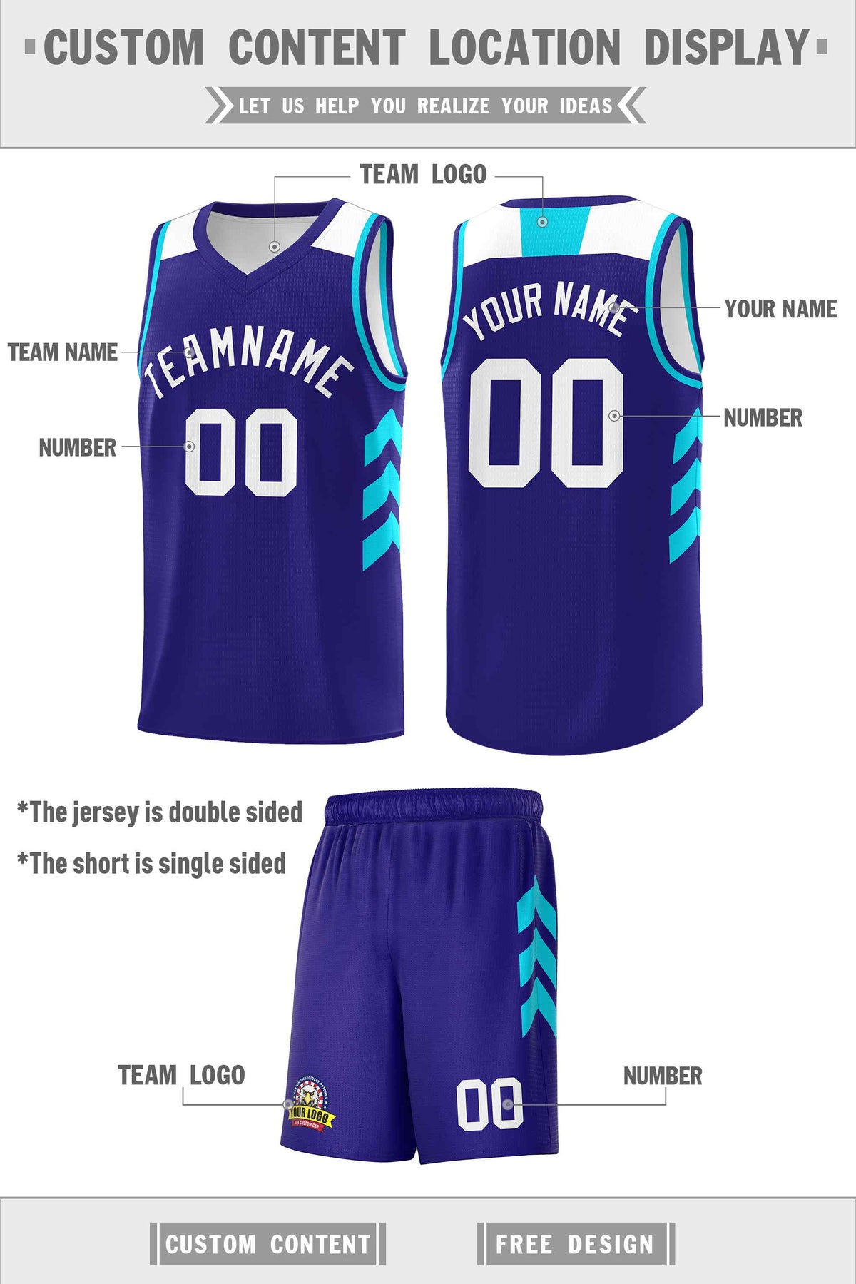 Custom Royal White Classic Sets Sports Uniform Basketball Jersey