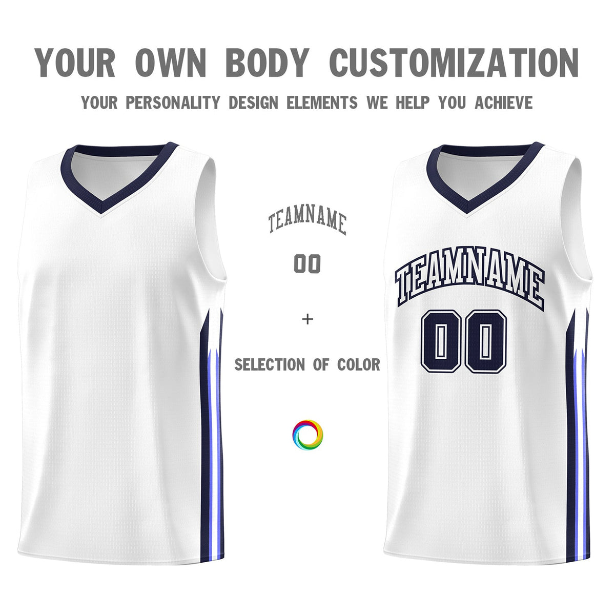 Custom White Navy Classic Tops Athletic Casual Basketball Jersey