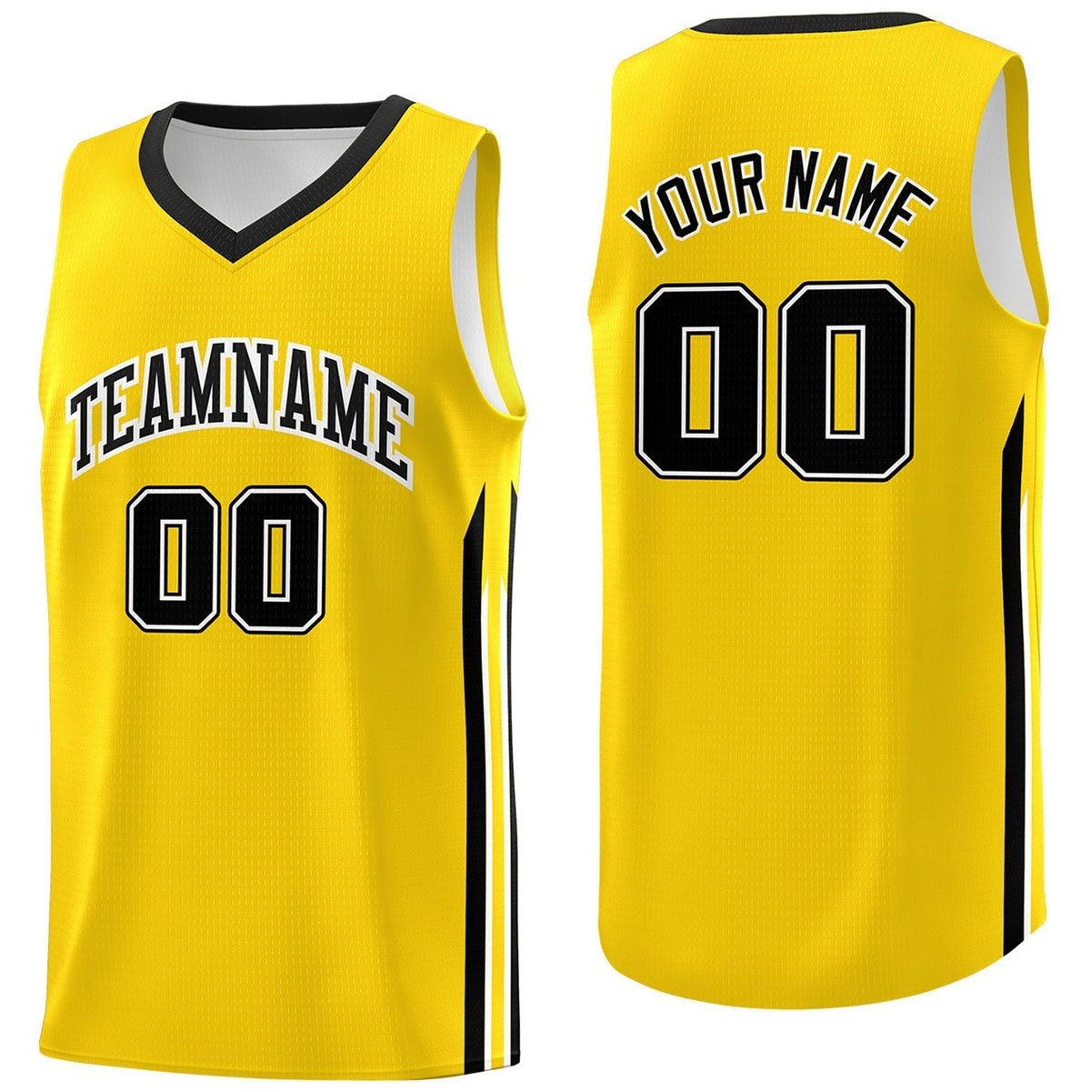 Custom Yellow Black Classic Tops Athletic Casual Basketball Jersey
