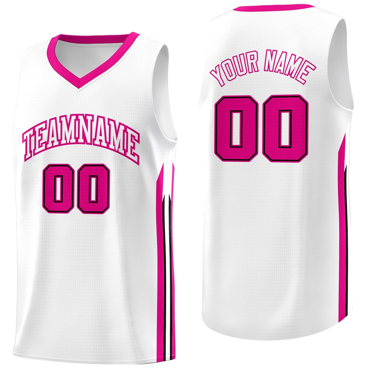 Custom White Pink Classic Tops Athletic Casual Basketball Jersey